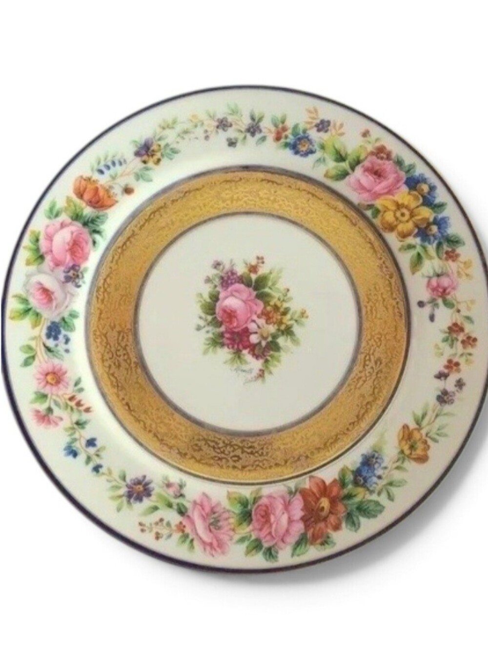 19th Century Limoges 9" Hand Painted Plate For Davis Collamore & Co.